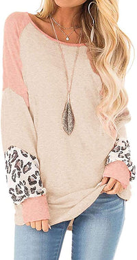 Naggoo – Colour Block Leopard Print Crew Neck Sweatshirt-Khaki-Select-State of Style