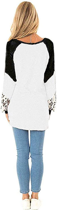 Naggoo – Colour Block Leopard Print Crew Neck Sweatshirt-Pink 01-Select-State of Style