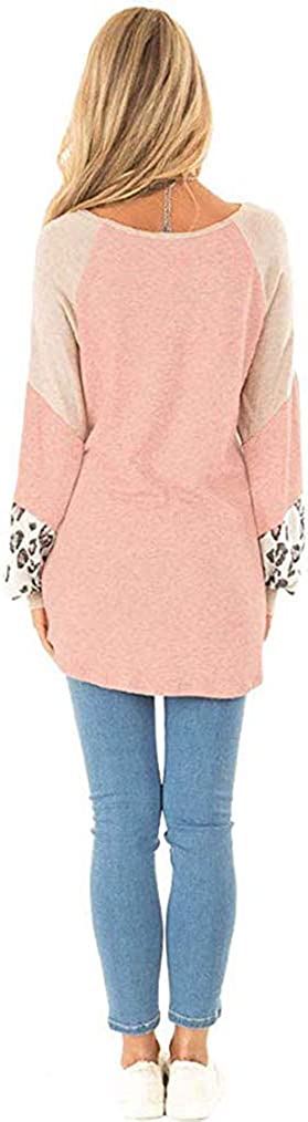 Naggoo – Colour Block Leopard Print Crew Neck Sweatshirt-Pink 01-Select-State of Style