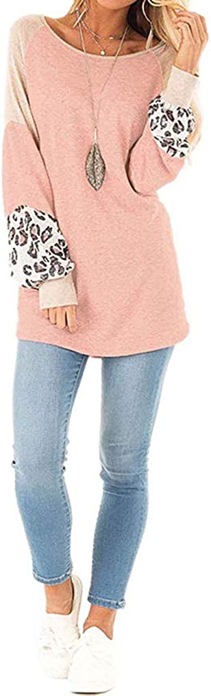 Naggoo – Colour Block Leopard Print Crew Neck Sweatshirt-Pink 01-Select-State of Style