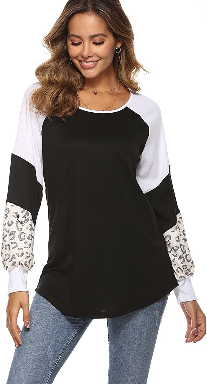 Naggoo – Colour Block Leopard Print Crew Neck Sweatshirt-Pink 01-Select-State of Style