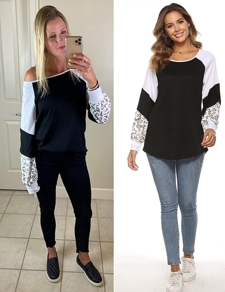 Naggoo – Colour Block Leopard Print Crew Neck Sweatshirt-Pink 01-Select-State of Style