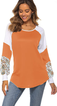 Naggoo – Colour Block Leopard Print Crew Neck Sweatshirt-Pink 01-Select-State of Style