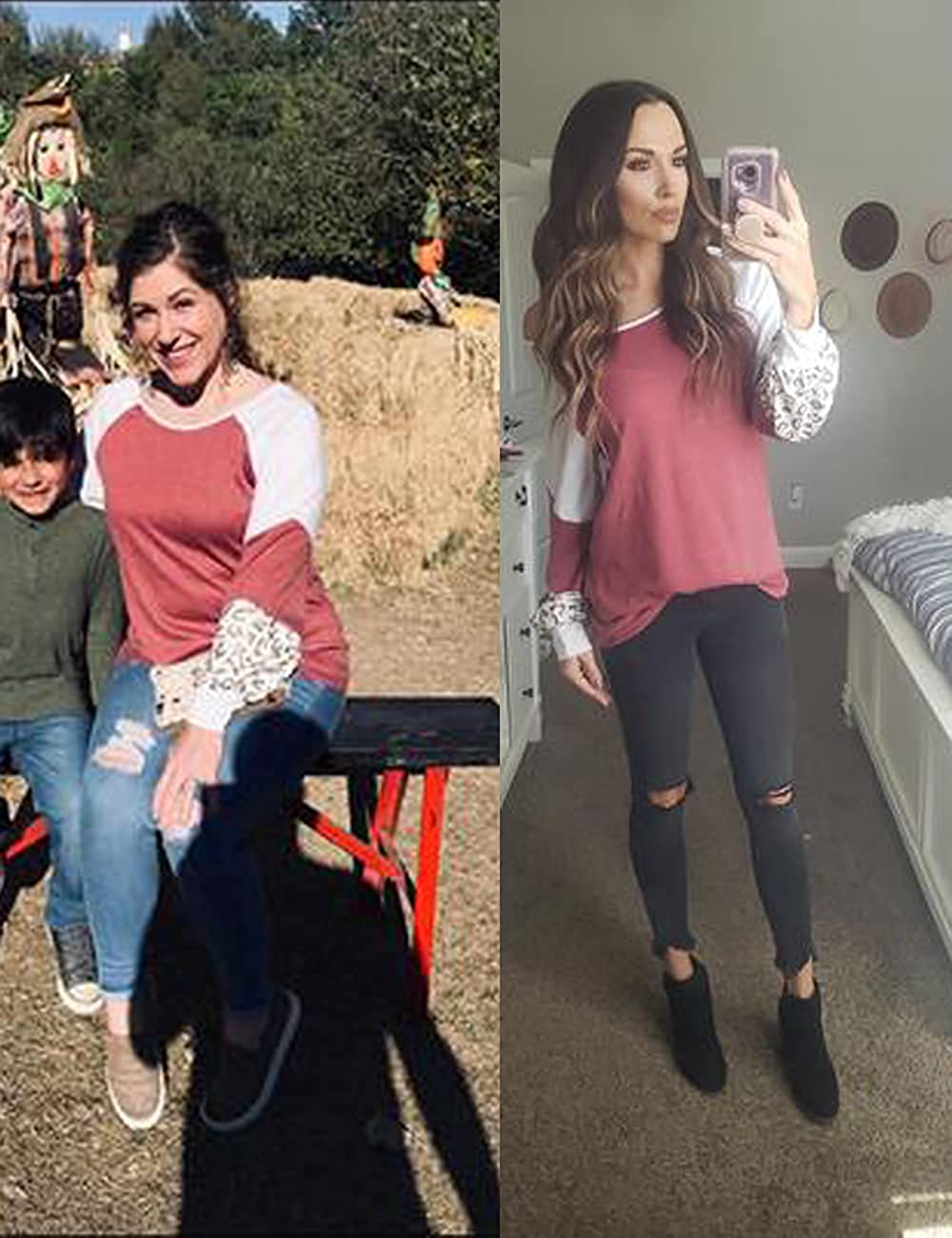 Naggoo – Colour Block Leopard Print Crew Neck Sweatshirt-Pink 01-Select-State of Style