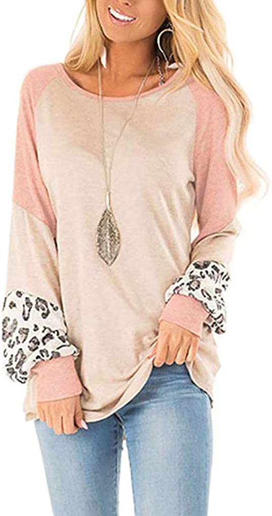 Naggoo – Colour Block Leopard Print Crew Neck Sweatshirt-Pink 01-Select-State of Style