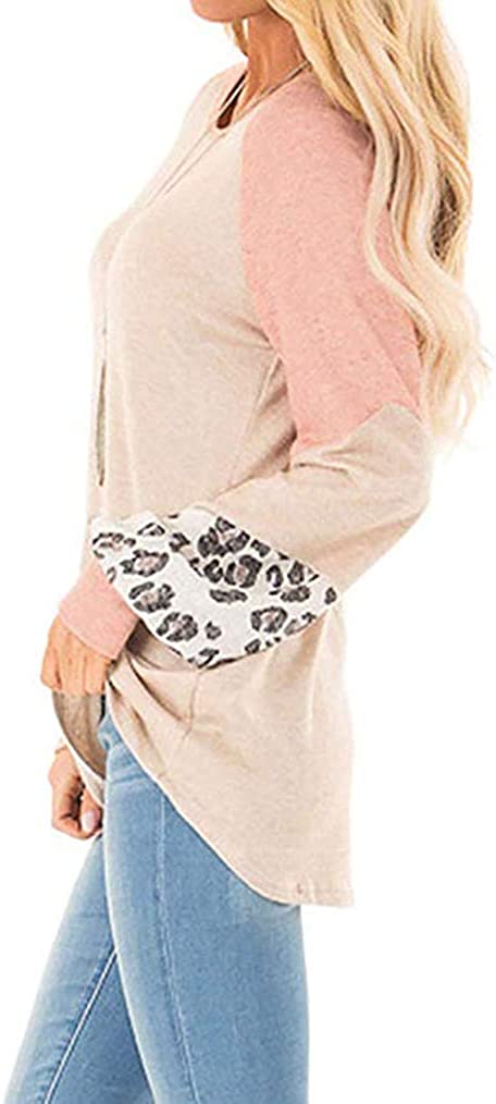 Naggoo – Colour Block Leopard Print Crew Neck Sweatshirt-Pink 01-Select-State of Style