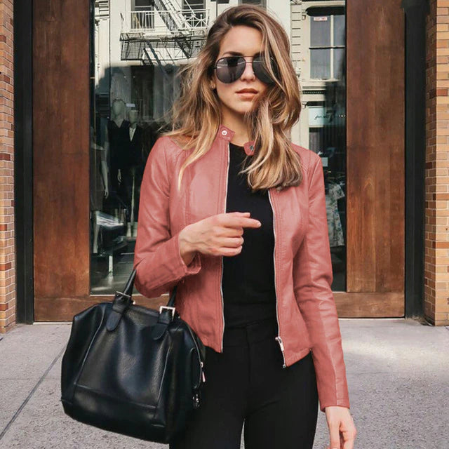 Naomi Elegant Leather Jacket | Stylish & Timeless-Pink-S-State of Style
