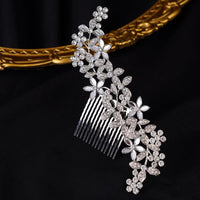 Natalie Traditional Hair Accessory – Crystal Flower & Rhinestone Hair Comb-Gold-State of Style