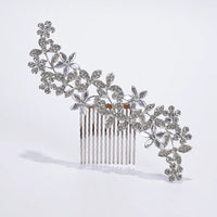 Natalie Traditional Hair Accessory – Crystal Flower & Rhinestone Hair Comb-Gold-State of Style