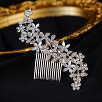 Natalie Traditional Hair Accessory – Crystal Flower & Rhinestone Hair Comb-Silver-State of Style