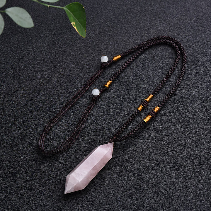 Natural Crystal Amethyst Healing Necklace - Lyra-Rose Quartz-State of Style