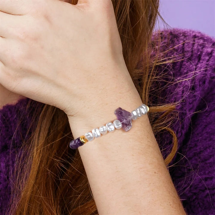 Natural Crystal Bead Bracelet - Eline-Amethyst-State of Style