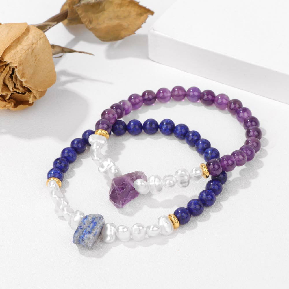 Natural Crystal Bead Bracelet - Eline-Amethyst-State of Style