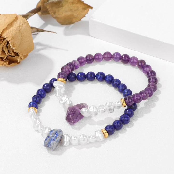 Natural Crystal Bead Bracelet - Eline-Amethyst-State of Style