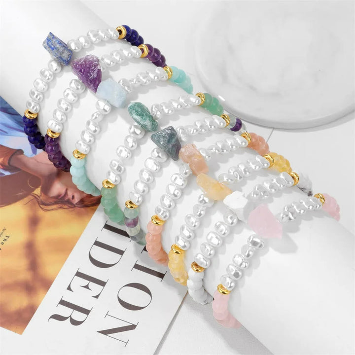 Natural Crystal Bead Bracelet - Eline-Amethyst-State of Style