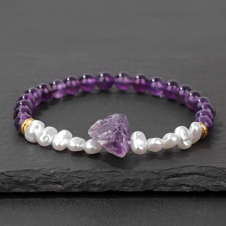 Natural Crystal Bead Bracelet - Eline-Amethyst-State of Style