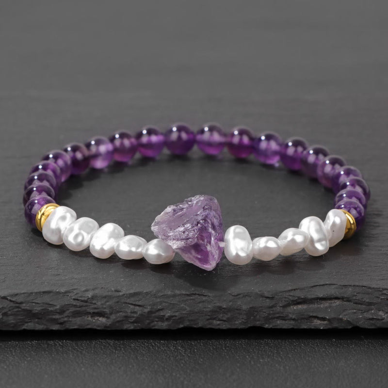 Natural Crystal Bead Bracelet - Eline-Amethyst-State of Style