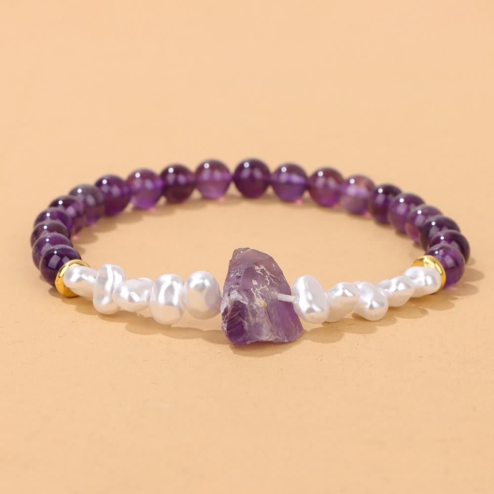 Natural Crystal Bead Bracelet - Eline-Amethyst-State of Style