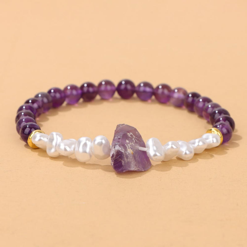 Natural Crystal Bead Bracelet - Eline-Amethyst-State of Style