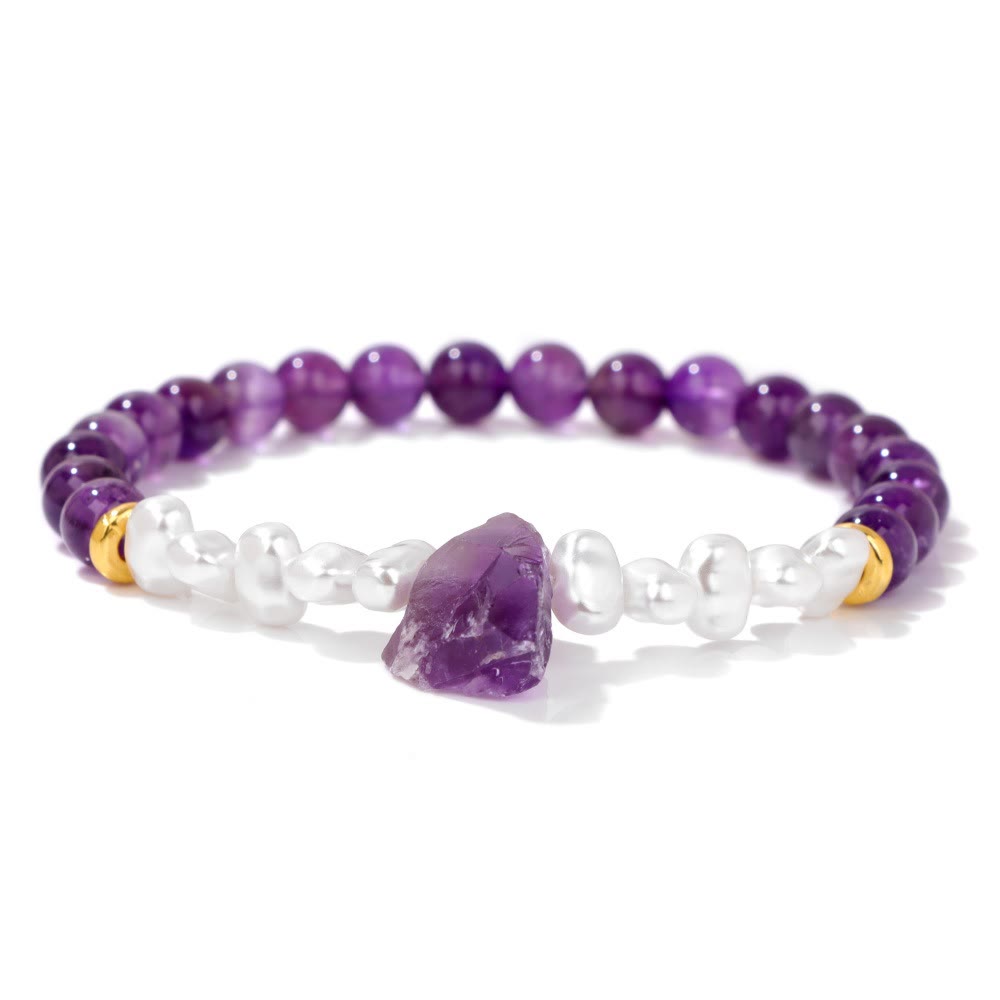 Natural Crystal Bead Bracelet - Eline-Amethyst-State of Style