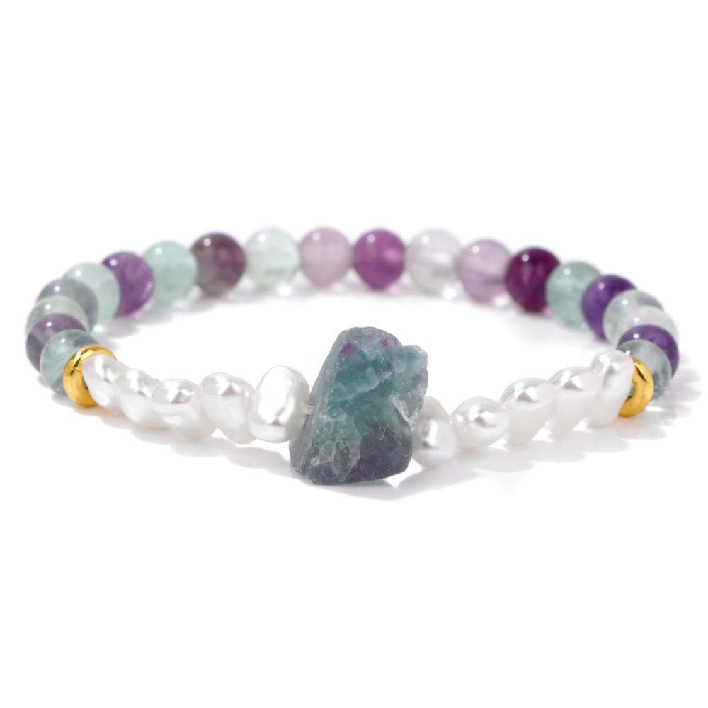 Natural Crystal Bead Bracelet - Eline-Fluorite-State of Style