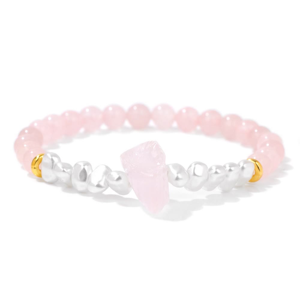 Natural Crystal Bead Bracelet - Eline-Rose Quartz-State of Style