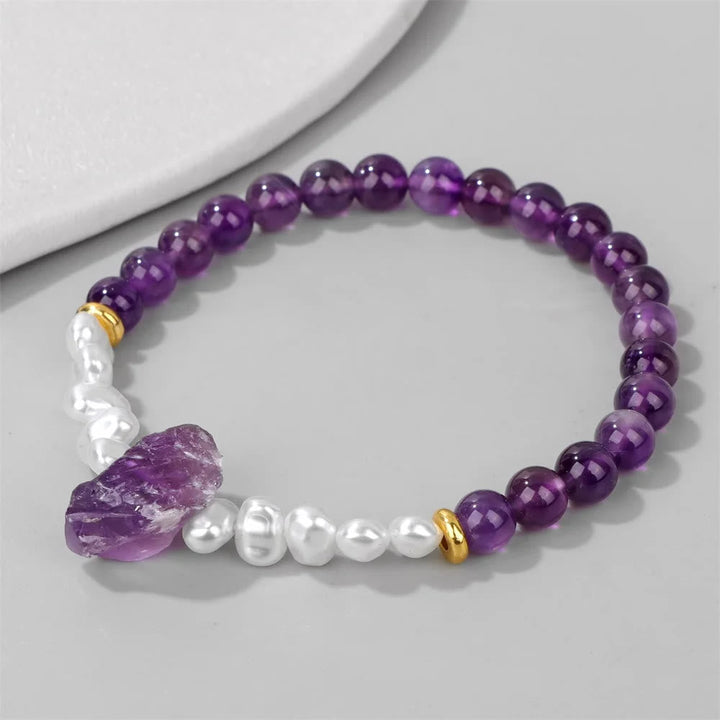 Natural Crystal Beads Bracelet - Eline-Amethyst-State of Style