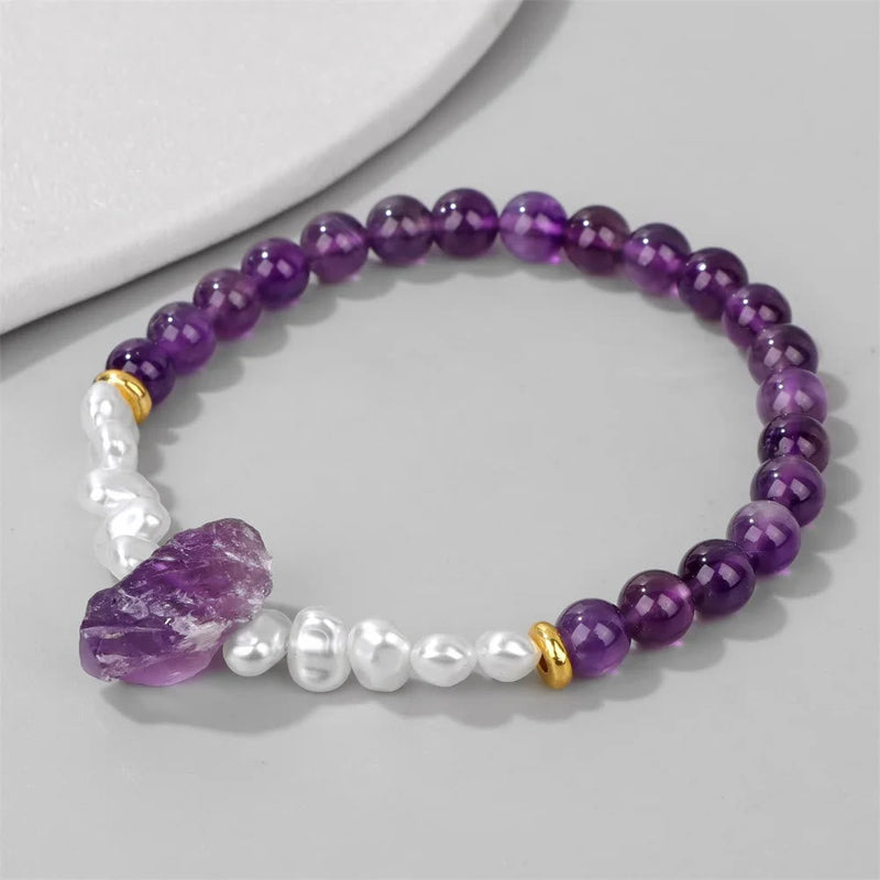 Natural Crystal Beads Bracelet - Eline-Amethyst-State of Style