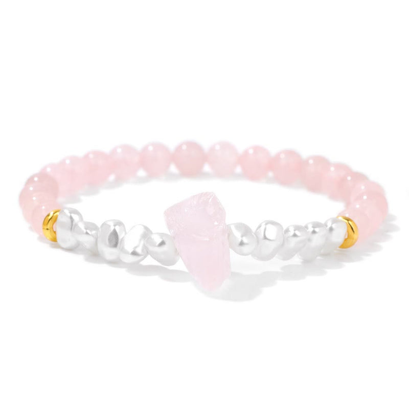 Natural Crystal Beads Bracelet - Eline-Rose quartz-State of Style