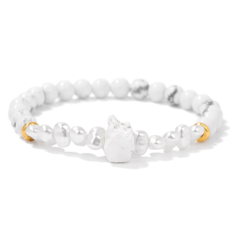 Natural Crystal Beads Bracelet - Eline-White Turquoise-State of Style