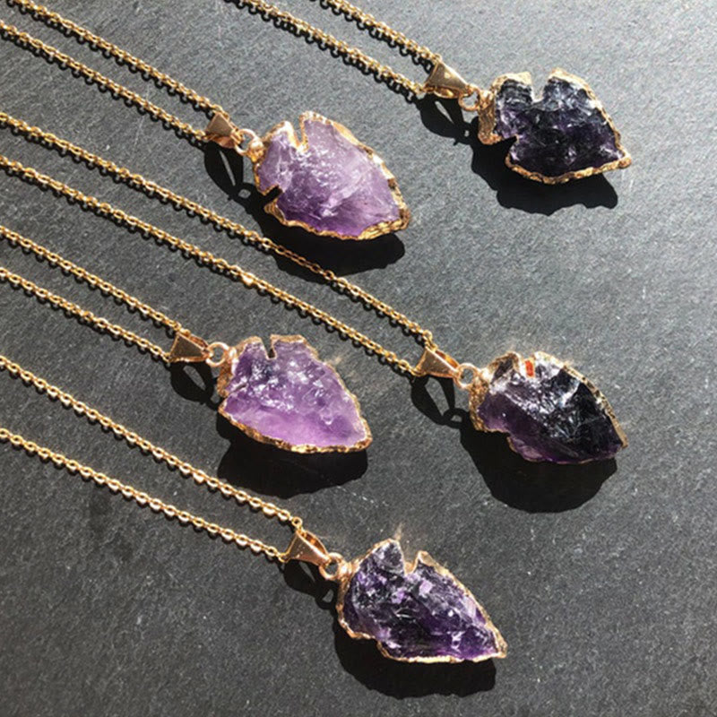 Natural Crystal Carnelian Arrowhead Necklace - Aeliana-Amethyst-State of Style