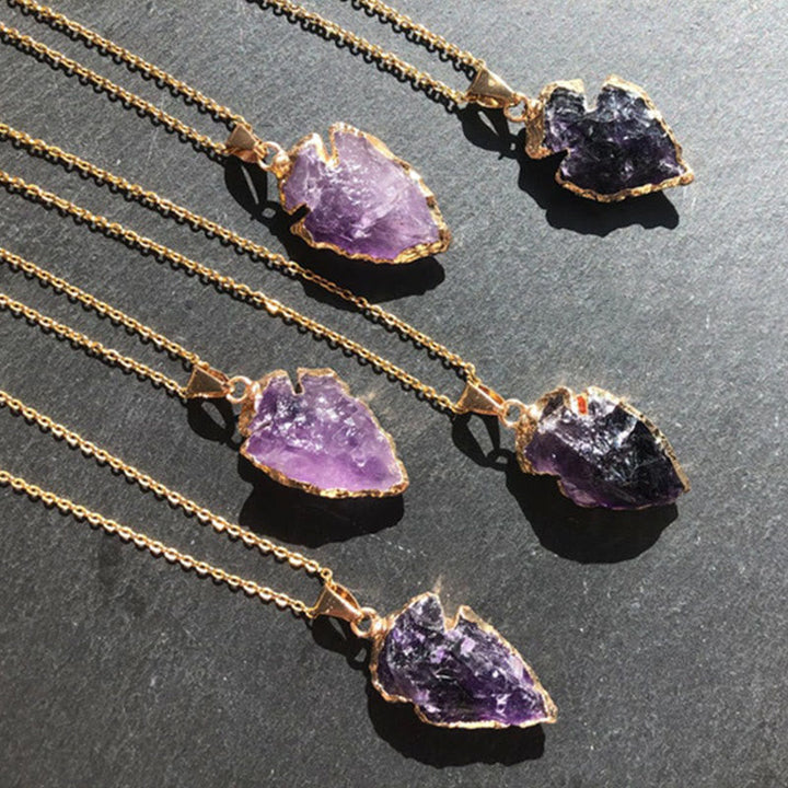 Natural Crystal Carnelian Arrowhead Necklace - Aeliana-Amethyst-State of Style