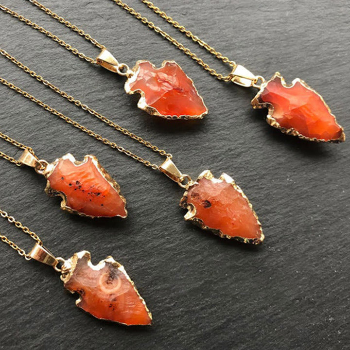 Natural Crystal Carnelian Arrowhead Necklace - Aeliana-Carnelian-State of Style