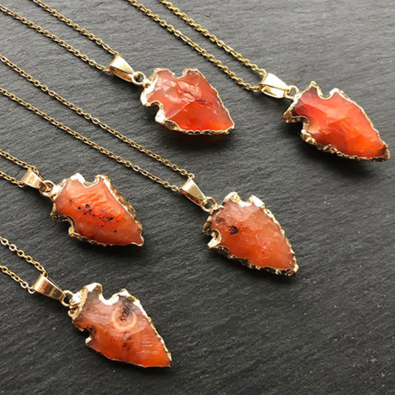 Natural Crystal Carnelian Arrowhead Necklace - Aeliana-Carnelian-State of Style