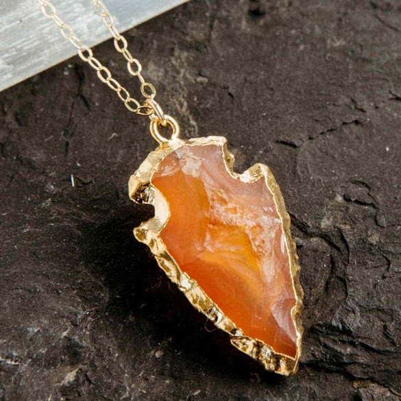 Natural Crystal Carnelian Arrowhead Necklace - Aeliana-Carnelian-State of Style