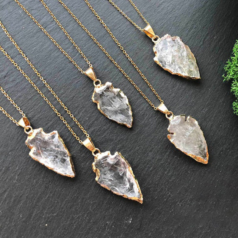 Natural Crystal Carnelian Arrowhead Necklace - Aeliana-Clear Quartz-State of Style