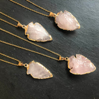 Natural Crystal Carnelian Arrowhead Necklace - Aeliana-Rose Quartz-State of Style