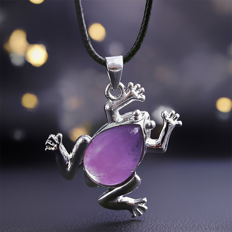 Natural Crystal Frog Meditation Necklace - Gaia-Amethyst-State of Style
