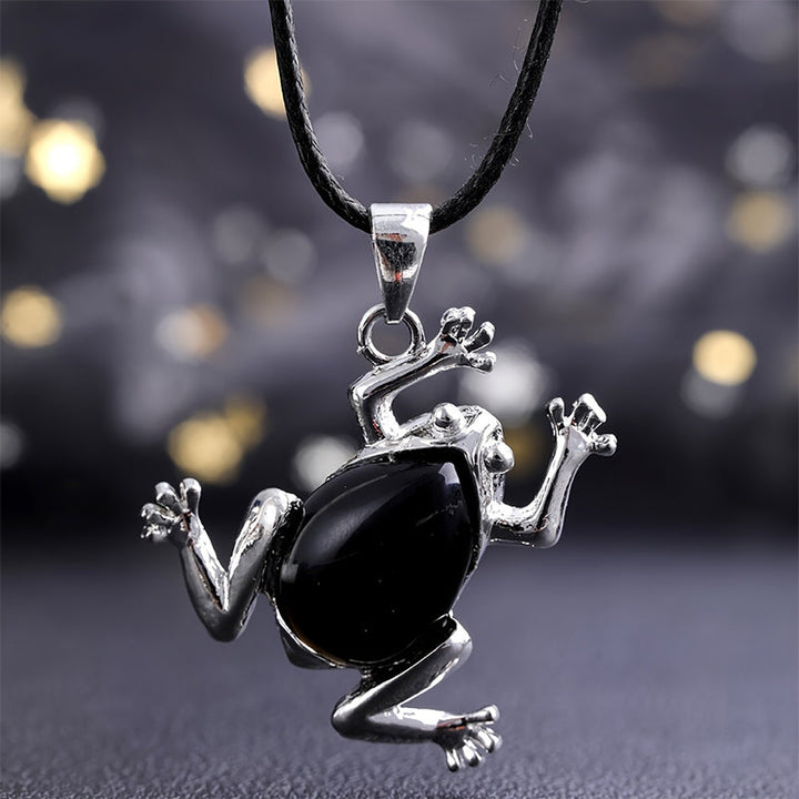 Natural Crystal Frog Meditation Necklace - Gaia-Obsidian-State of Style