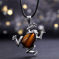 Natural Crystal Frog Meditation Necklace - Gaia-Tiger's Eye-State of Style