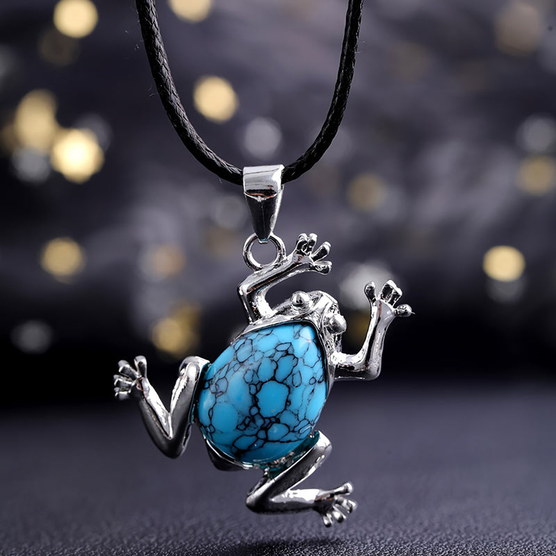 Natural Crystal Frog Meditation Necklace - Gaia-Turquoise-State of Style