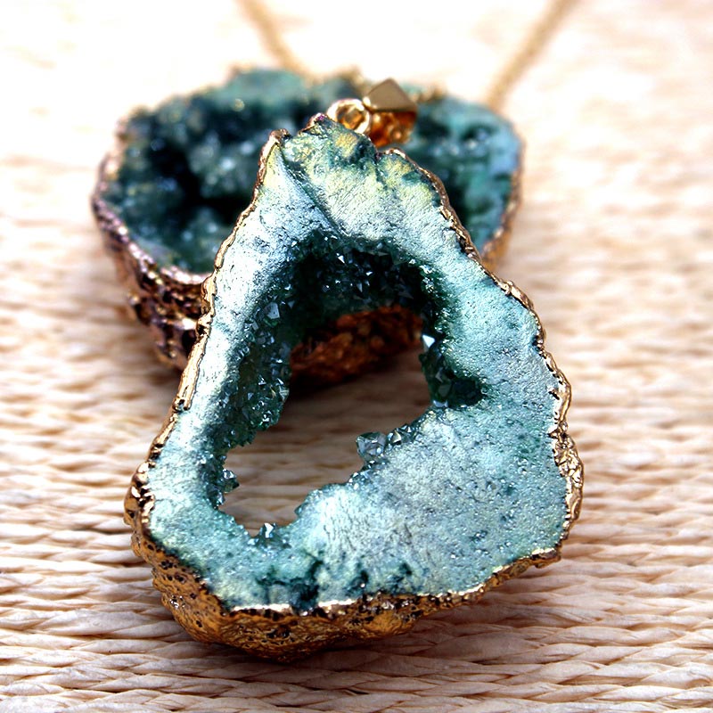 Natural Crystal Geode Pendant - Gaia-Amethyst-State of Style