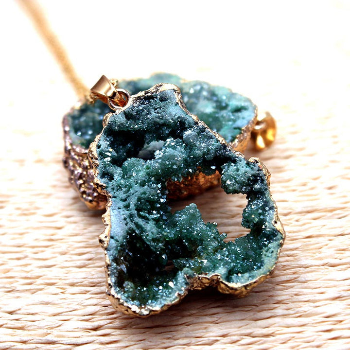 Natural Crystal Geode Pendant - Gaia-Amethyst-State of Style