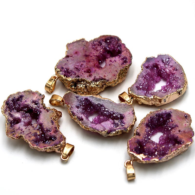 Natural Crystal Geode Pendant - Gaia-Amethyst-State of Style