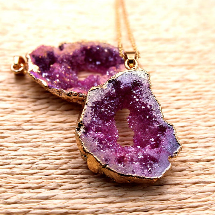 Natural Crystal Geode Pendant - Gaia-Amethyst-State of Style