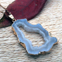 Natural Crystal Geode Pendant - Gaia-Blue Quartz-State of Style