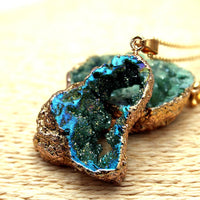 Natural Crystal Geode Pendant - Gaia-Malachite-State of Style
