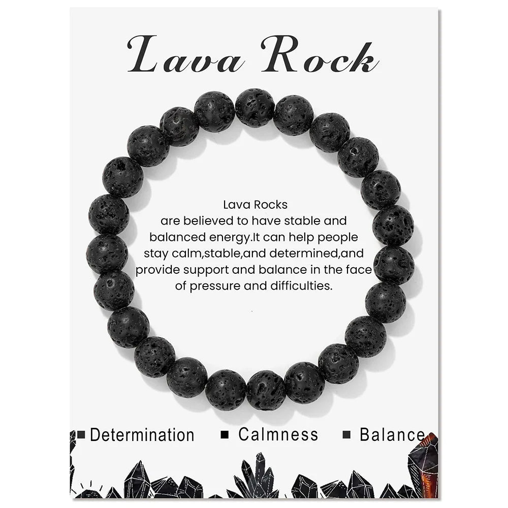 Natural Crystal Healing Energy Bracelet - Aria-Lava Stone-State of Style