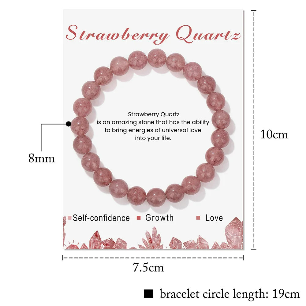 Natural Crystal Healing Energy Bracelet - Aria-Strawberry Quartz-State of Style