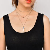 Natural Crystal Hexagon Gemstone Necklace - Aurora-Blue Sandstone-State of Style